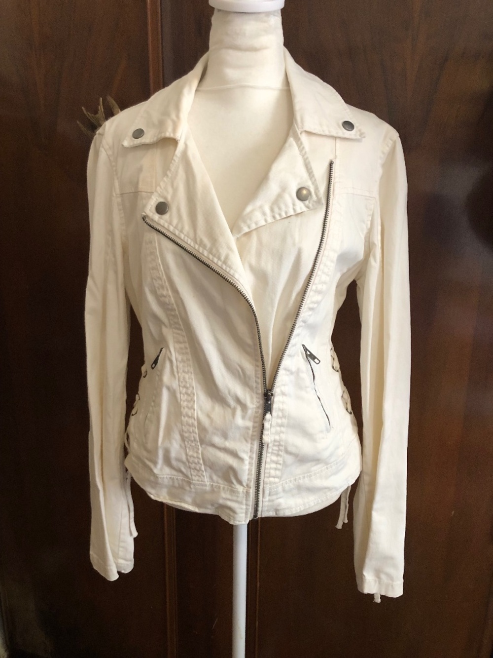 Sanctuary white cotton moto jacket